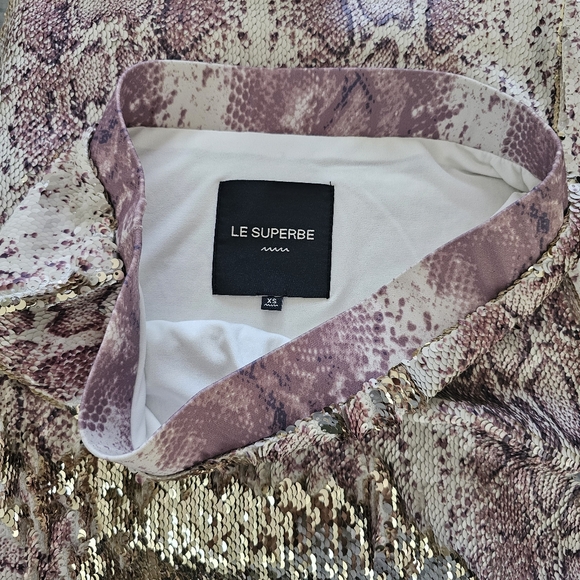 Revolve Le Superbe Liza Column Gold Sequined Snake Print Skirt Sz XS - Picture 4 of 9